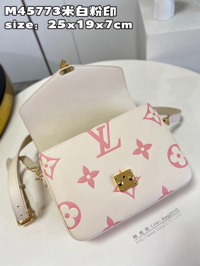 LV專櫃2023新款Pochette Métis手袋 M45773米白粉印 路易威登手提肩背女包 dn1426